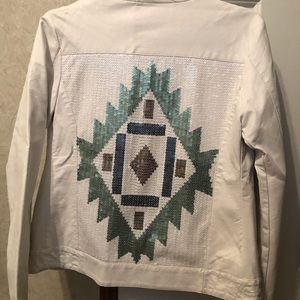 White Leather Sequin Jacket